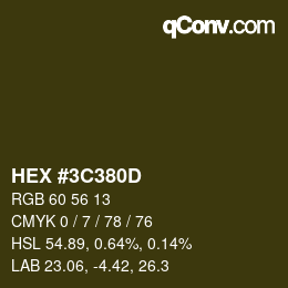 Color code: HEX #3C380D | qconv.com