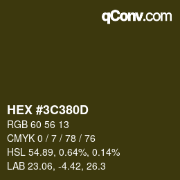 カラーコード: HEX #3C380D | qconv.com
