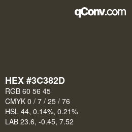 Color code: HEX #3C382D | qconv.com
