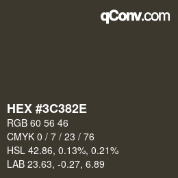 Color code: HEX #3C382E | qconv.com