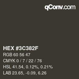 Código de color: HEX #3C382F | qconv.com