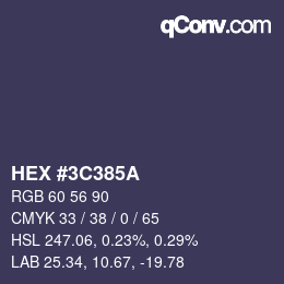 Color code: HEX #3C385A | qconv.com