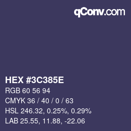 Color code: HEX #3C385E | qconv.com