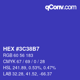 Color code: HEX #3C38B7 | qconv.com