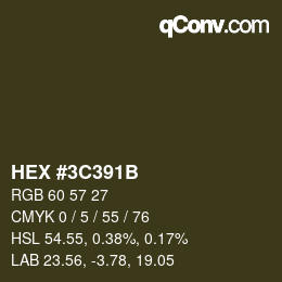 カラーコード: HEX #3C391B | qconv.com