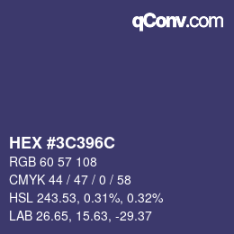 Color code: HEX #3C396C | qconv.com