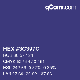 Color code: HEX #3C397C | qconv.com