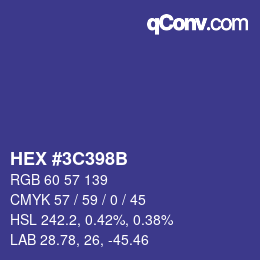 Color code: HEX #3C398B | qconv.com