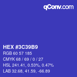 Color code: HEX #3C39B9 | qconv.com