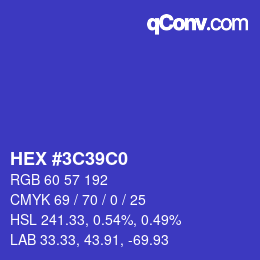 Color code: HEX #3C39C0 | qconv.com