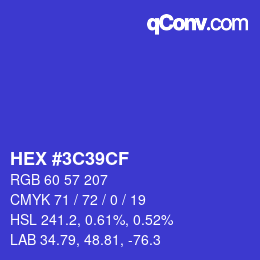 Color code: HEX #3C39CF | qconv.com