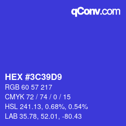 Color code: HEX #3C39D9 | qconv.com