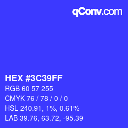 Color code: HEX #3C39FF | qconv.com