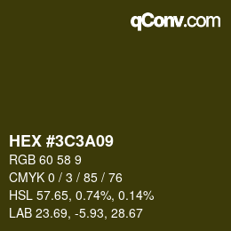 Color code: HEX #3C3A09 | qconv.com