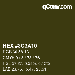 Color code: HEX #3C3A10 | qconv.com
