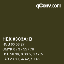 Color code: HEX #3C3A1B | qconv.com