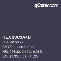 カラーコード: HEX #3C3A4D | qconv.com