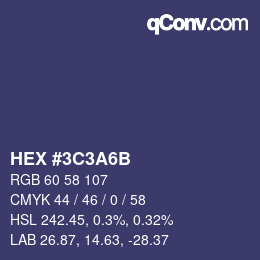 Code couleur: HEX #3C3A6B | qconv.com