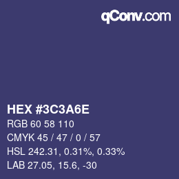 Color code: HEX #3C3A6E | qconv.com