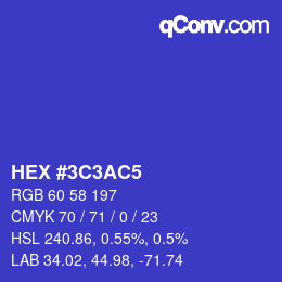 Color code: HEX #3C3AC5 | qconv.com