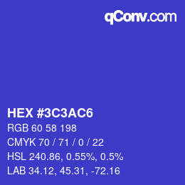 Farbcode: HEX #3C3AC6 | qconv.com