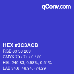 Color code: HEX #3C3ACB | qconv.com