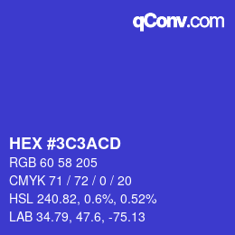 Color code: HEX #3C3ACD | qconv.com