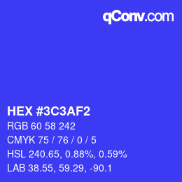 Color code: HEX #3C3AF2 | qconv.com