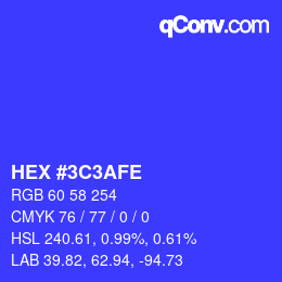 Color code: HEX #3C3AFE | qconv.com