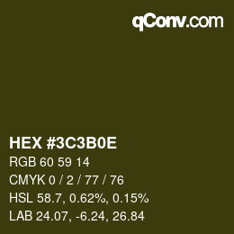 Color code: HEX #3C3B0E | qconv.com