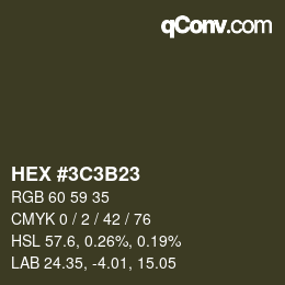 Color code: HEX #3C3B23 | qconv.com