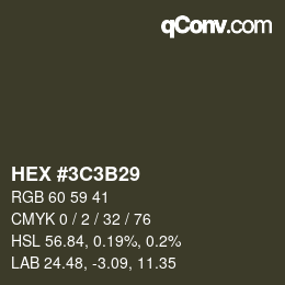 Color code: HEX #3C3B29 | qconv.com