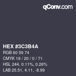 Farbcode: HEX #3C3B4A | qconv.com
