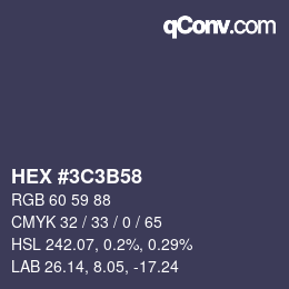 Color code: HEX #3C3B58 | qconv.com