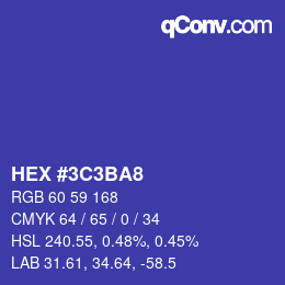 Color code: HEX #3C3BA8 | qconv.com