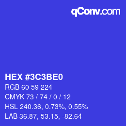 Color code: HEX #3C3BE0 | qconv.com