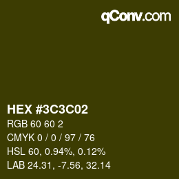 Color code: HEX #3C3C02 | qconv.com