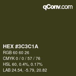 Color code: HEX #3C3C1A | qconv.com