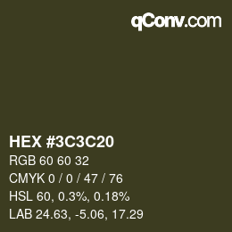 Color code: HEX #3C3C20 | qconv.com