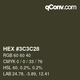 Color code: HEX #3C3C28 | qconv.com