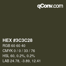 カラーコード: HEX #3C3C28 | qconv.com