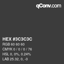 カラーコード: HEX #3C3C3C | qconv.com