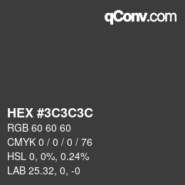 カラーコード: HEX #3C3C3C | qconv.com