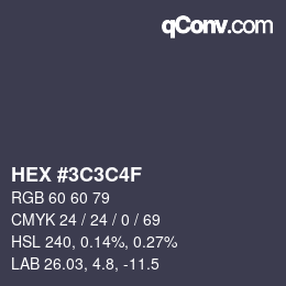 Color code: HEX #3C3C4F | qconv.com