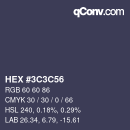 カラーコード: HEX #3C3C56 | qconv.com