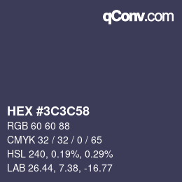 Color code: HEX #3C3C58 | qconv.com