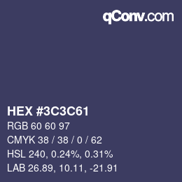 Color code: HEX #3C3C61 | qconv.com