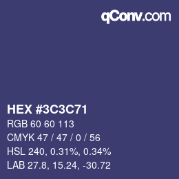 Farbcode: HEX #3C3C71 | qconv.com