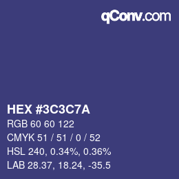 Color code: HEX #3C3C7A | qconv.com