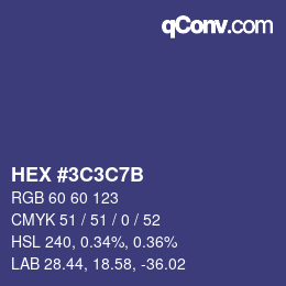 Color code: HEX #3C3C7B | qconv.com